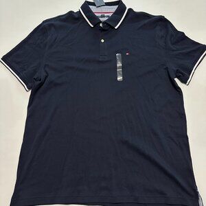 Tommy Tommy Hilfiger Mens Wicking Polo Shirt Navy Striped Brand New XL Logo Bran